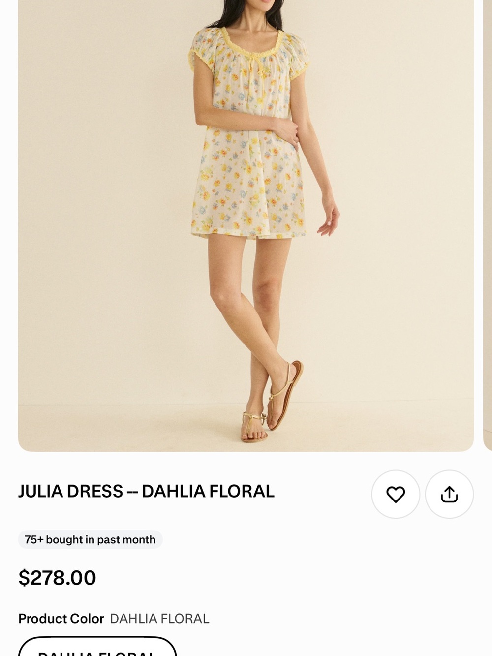 Julia Dress - Dahlia Floral Yellow Mini Dress DOEN
